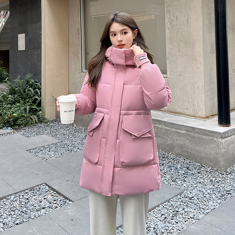 Mujeres de algodón coreano de estilo largo invierno 2025 moda universal calentamiento suelto chaqueta de algodón grueso abrigo de algodón image 3