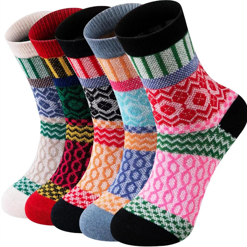 Ethnic Style Women's Wool Socks Crew Winter Socks Thick Winter Gift Warm Wool Socks Women's Thick Socks