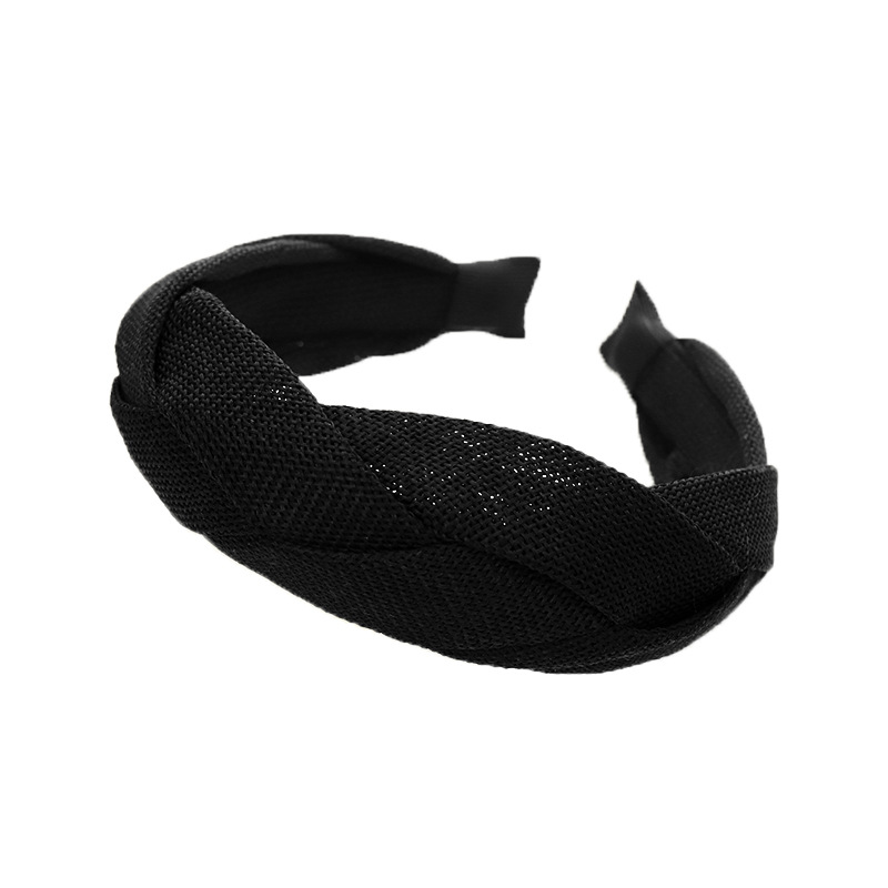 Summer New Elegant Wide-brimmed Women's Hair Band European And American Simple Solid Color Fabric Craft Cross Braid Headband R225 display picture 2