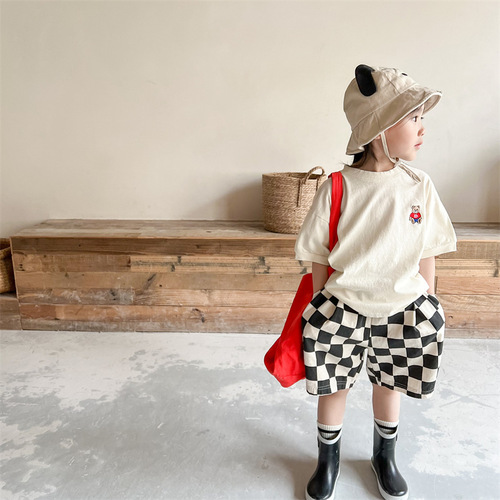 2024 Korean children's clothing summer children's Korean embroidered short-sleeved T-shirt girls and boys bottoming shirt 122305