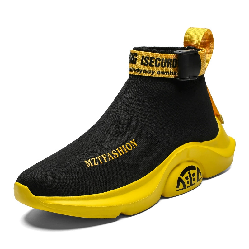 Leisure high-top knitted sneakers with elastic socks, platform low boots, sports shoes, comfortable footwear