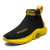 Leisure high-top knitted sneakers with elastic socks, platform low boots, sports shoes, comfortable footwear