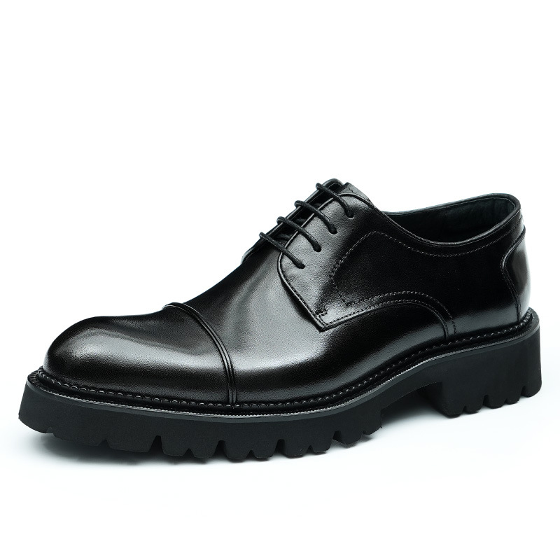 Formal business casual leather men's three-point leather shoes with thick soles_vogvips.com