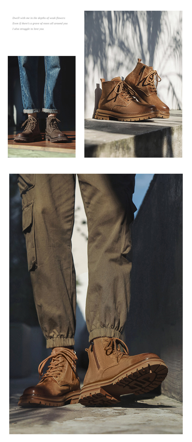 Nouvelles bottes courtes tendance d'automne, grandes bottes jaunes assorties, bottes de travail pour hommes, chaussures pour hommes_voghion.com