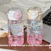 Cute summer plastic capacious high quality straw with glass