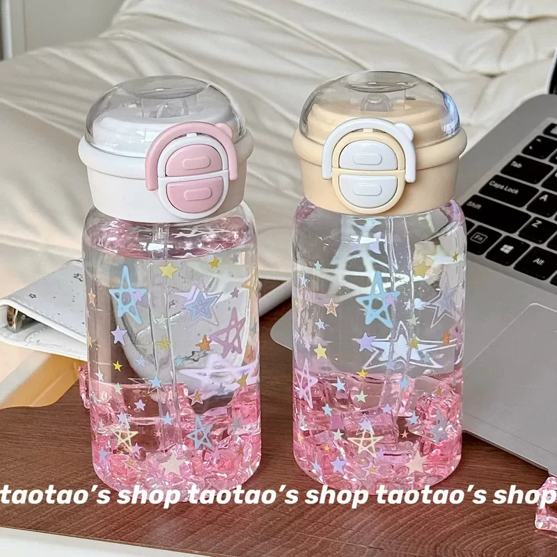 Cute summer plastic capacious high quality straw with glass