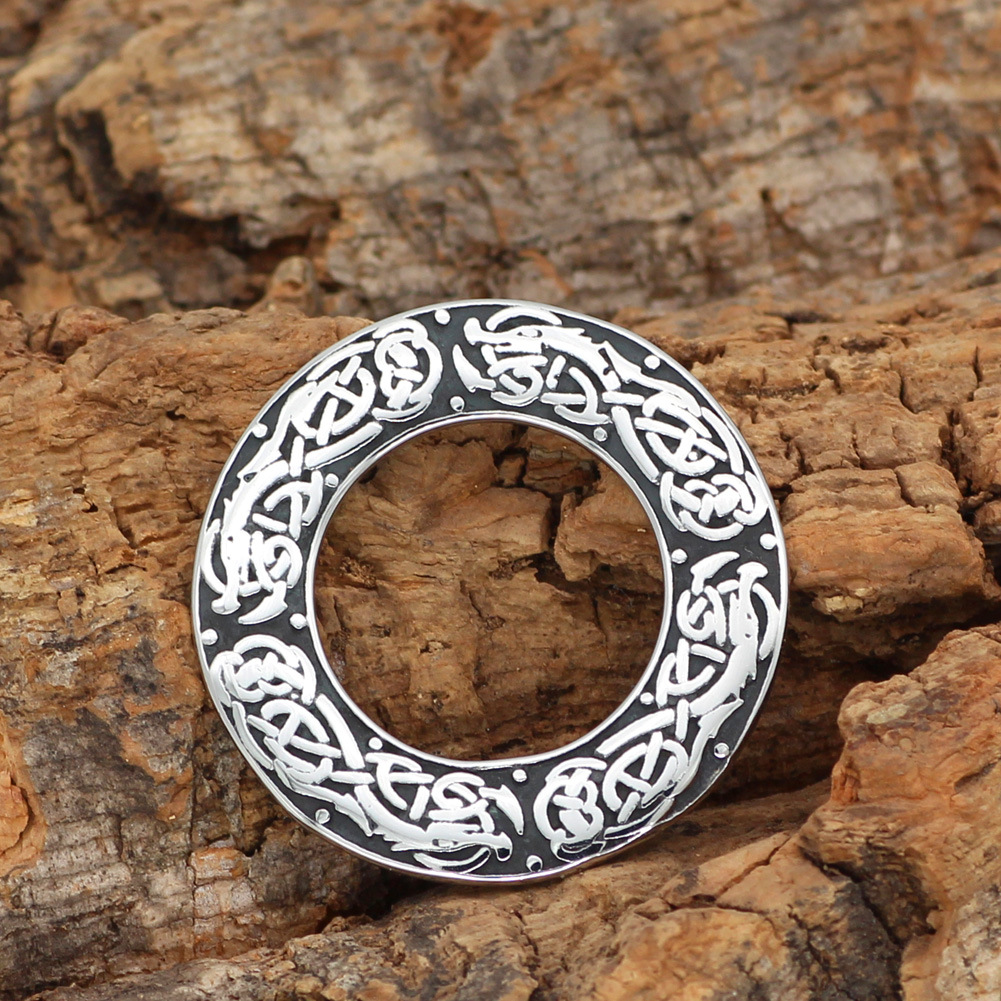 Viking Wolf Raven Pendant Image 1
