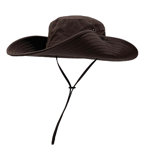 Western cowboy hat for women with drawstring fisherman hat for men, summer vacation large brim sun hat for outdoor fishing and mountain climbing