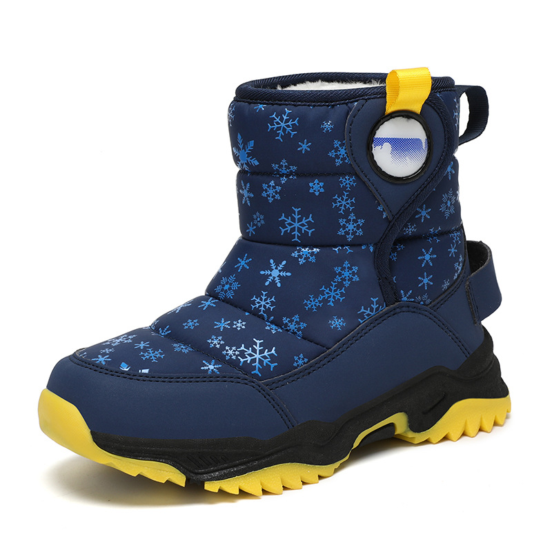 Botas de nieve para niños otoño-invierno 2025 nuevas botas de algodón para niños con terciopelo grueso calentado zapatos de algodón impermeables mareas