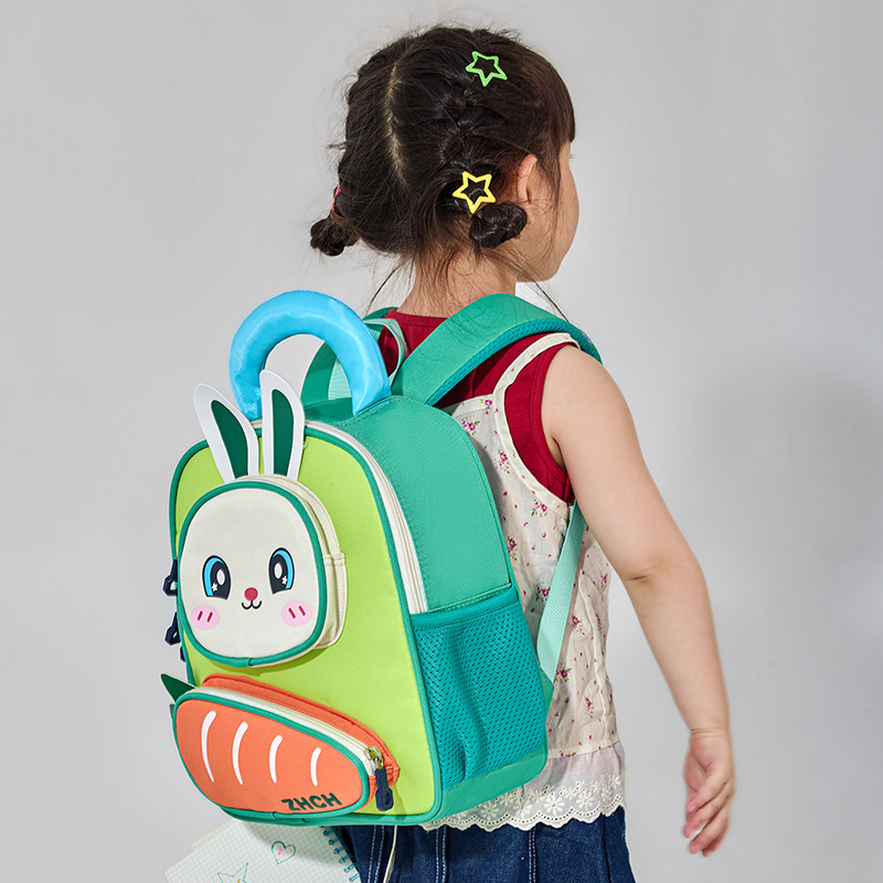 Dibujos animados lindo jardín de infantes mochila para bebé lindo conejo blanco divertido zanahoria mochila para niños y niñas mochila para niños marea