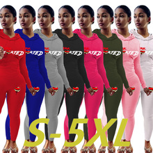 N8111D2  大码欧美女装亚马逊速卖通性感时尚印花运动两件套套装