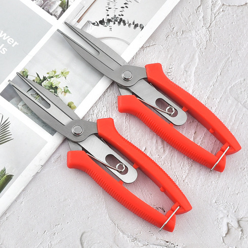 Manufacturer red PP handle stainless steel double-head gardening scissors branch pruning shears garden pruning tools