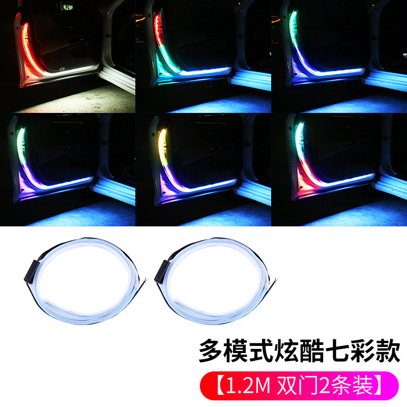 lámpara fluorescente de puerta super brillante led puerta abierta bienvenida flash de advertencia de lámpara decorativa tira de lámpara de automóvil anti-colisión trasera reforma image 12