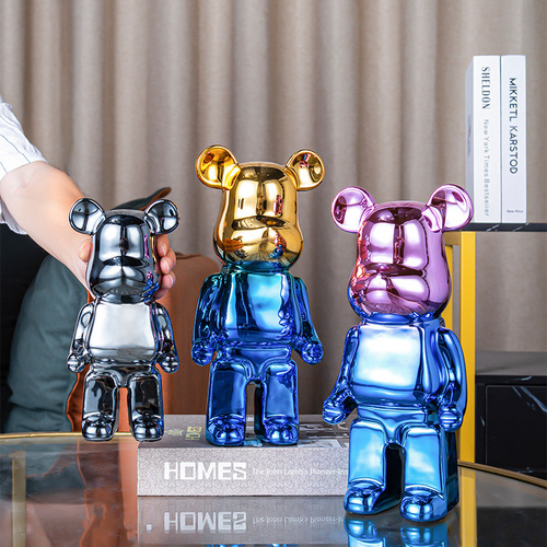 Violent Bear Living Room Floor Decor Home Decor TV Stand Next to Sofa, Luxury Creative Fluid Bear Money Bank