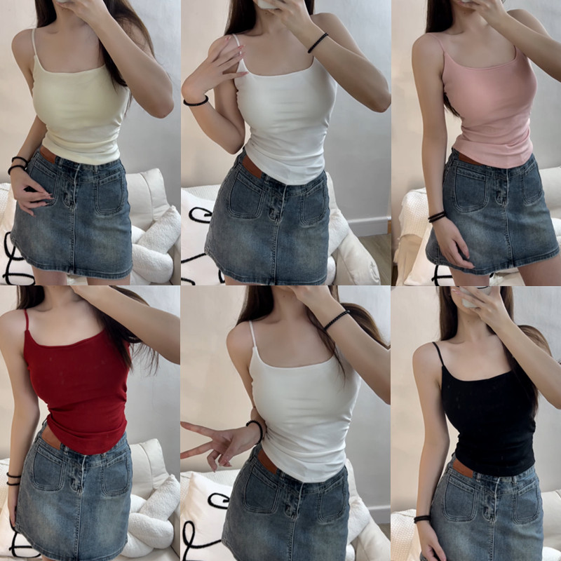 이지 신 여름 순수한 소원 주름 얇은 어깨 끈 조정 가능한 카미 솔 여성용 허리 라인 슬리밍 내부 벨트 가슴 패드