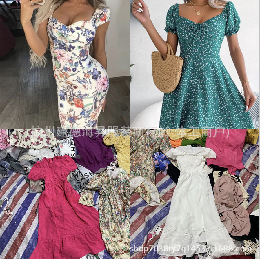 Comercio exterior, vestido de mujer de verano misceláneo, vestido de temperamento largo, fábrica Xiyin, al por mayor, precio bajo.