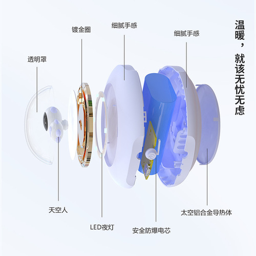 Astronaut hand warmer new product USB fast charging portable winter heating two-in-one new warm baby night light