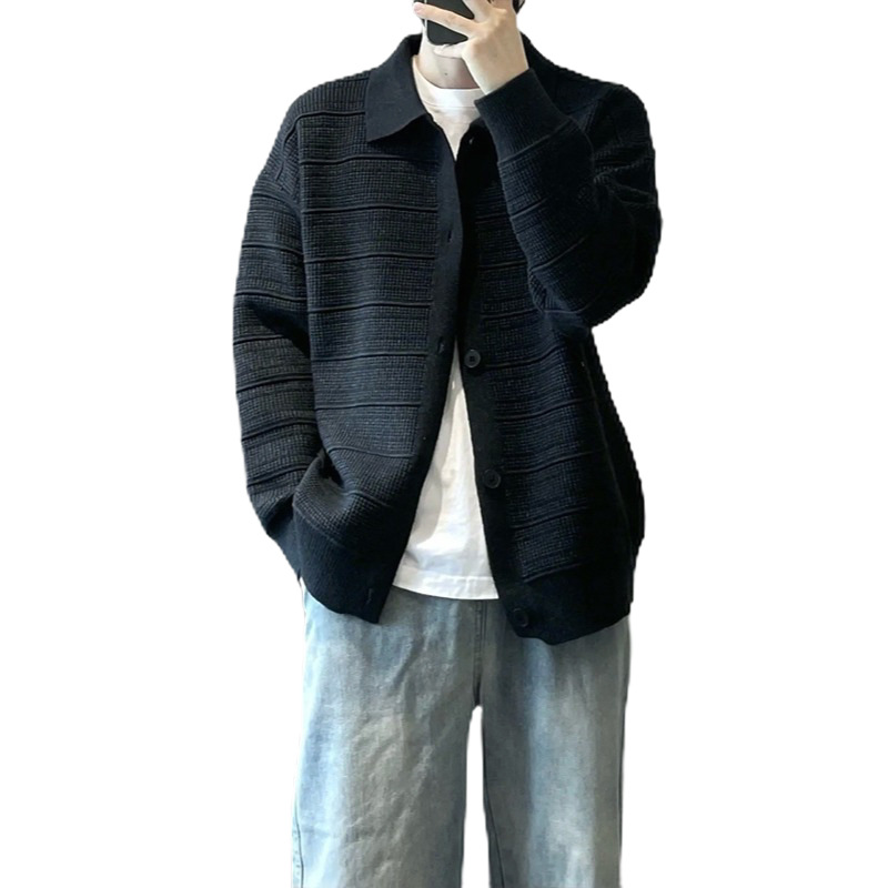 Explosiones transfronterizas europeas de tamaño grande jersey suéter hombre polo de negocios con collar cardigan chaqueta fábrica de moda al por mayor