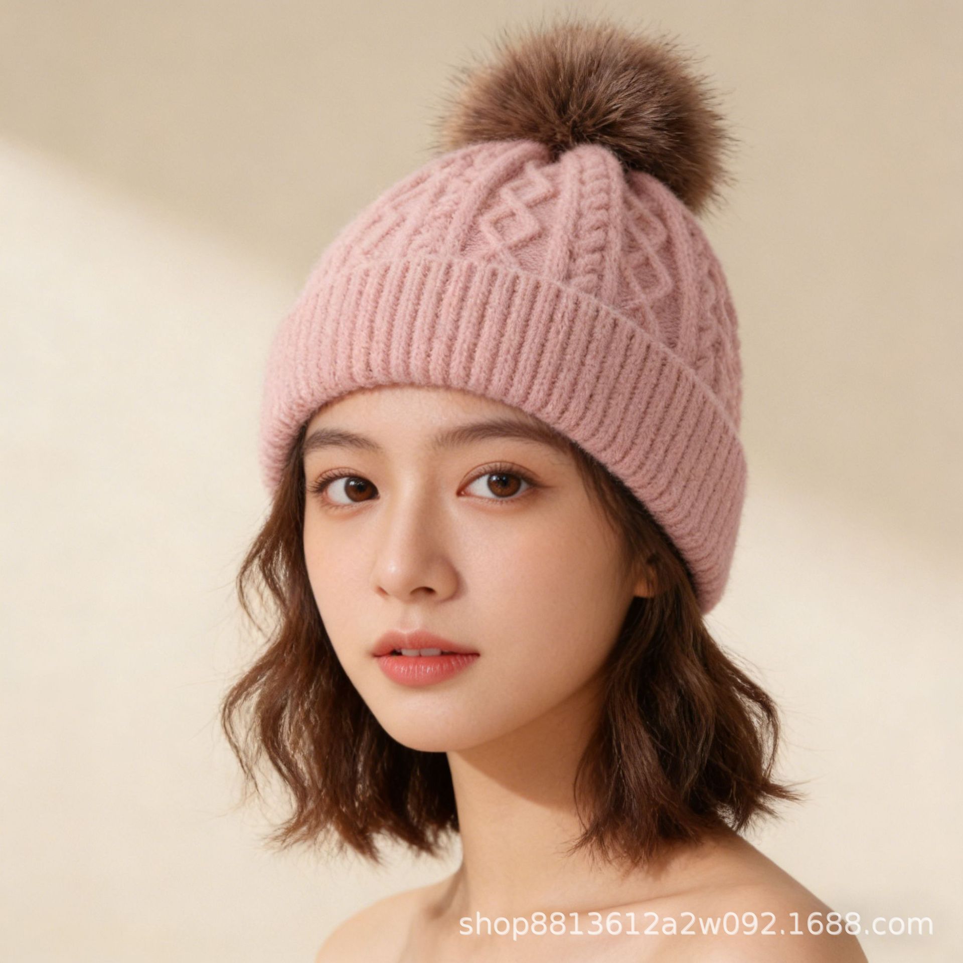 冬季保暖加厚百搭毛线帽女款冷帽防风麻花针织帽护耳保暖帽子批发