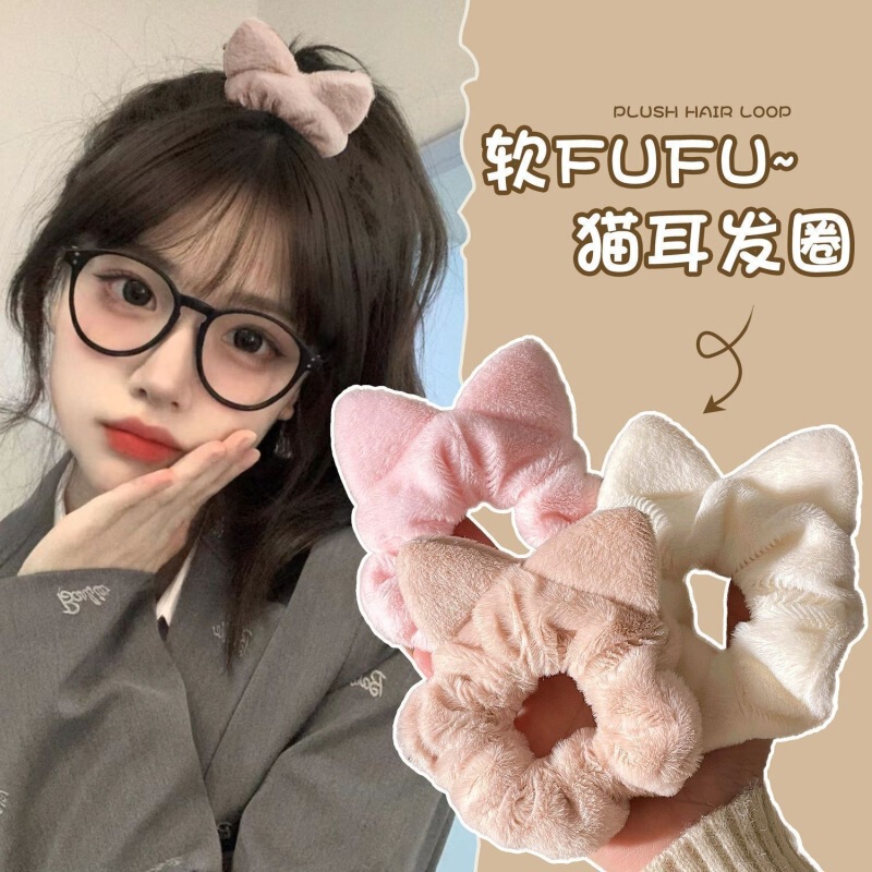 丸子复古大肠发圈格子少女心头饰发绳头发饰韩版学院风圈秋冬发饰|undefined