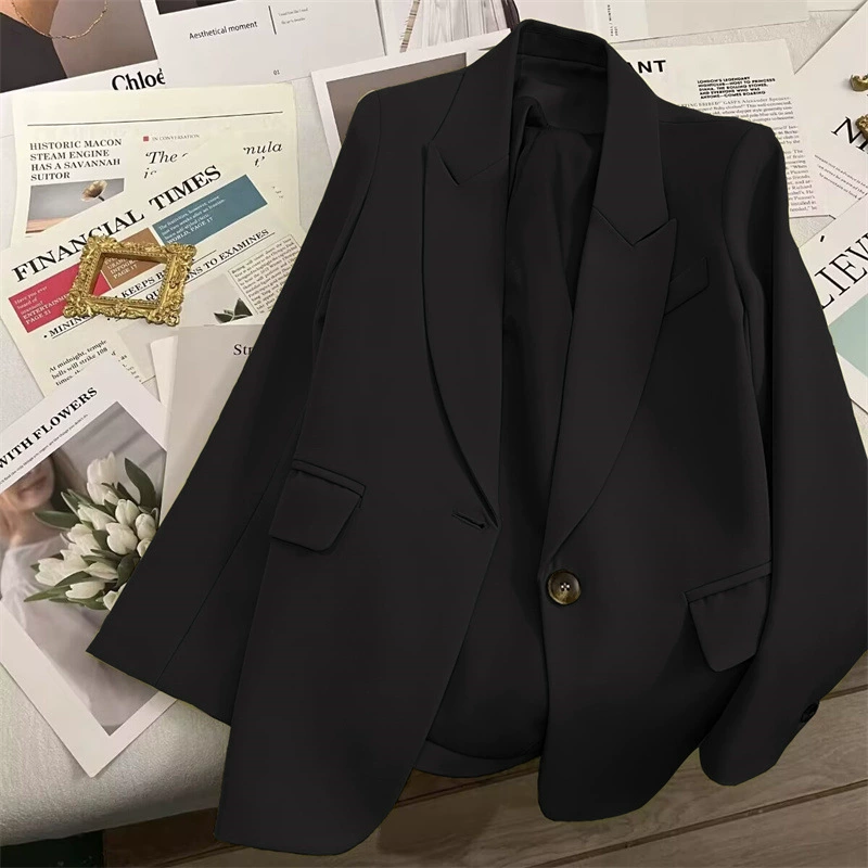 Пиджак осенний классический blazer, костюмный стиль, одноцветный, размеры S–3XL