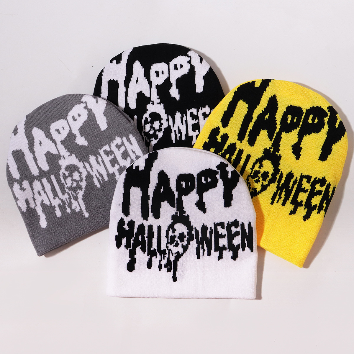 Unisex Personality fashion trend HAPPY knitted hat Outdoor sports cold and warm_voghion.com