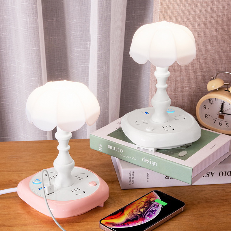 台灯床头灯学习专用护眼书桌大学生儿童宿舍插电式阅读带插座智能