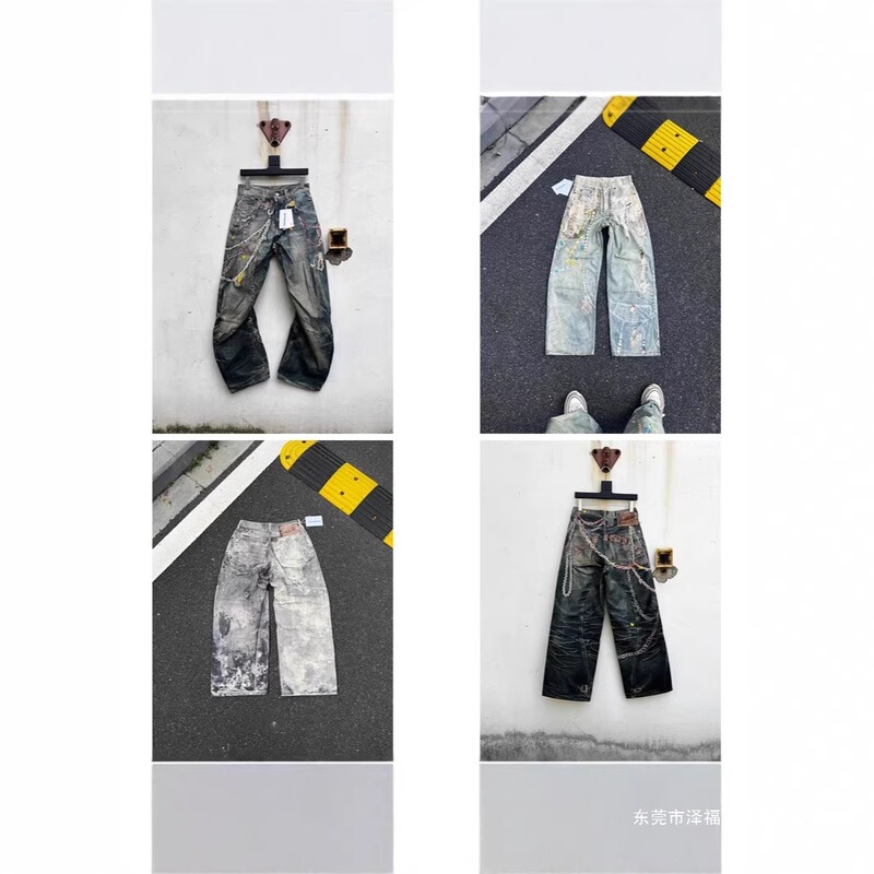 2026 High-End Version Ac Hand-Painted Splatter Ink Ripped Jeans 3D Printed Graffiti Water Ripple Loose Wide-Leg Jeans 2026 High-End Version Ac Hand-Painted Splatter Ink Ripped Jeans 3D Printed Graffiti Water Ripple Loose Wide-Leg Jeans