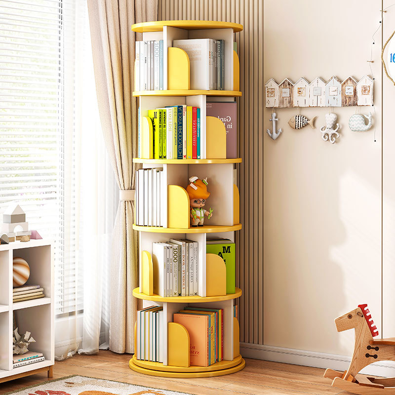 Rotating bookshelf, home corner floor-standing picture book storage rack, office 360&deg; display stand, vertical storage shelf