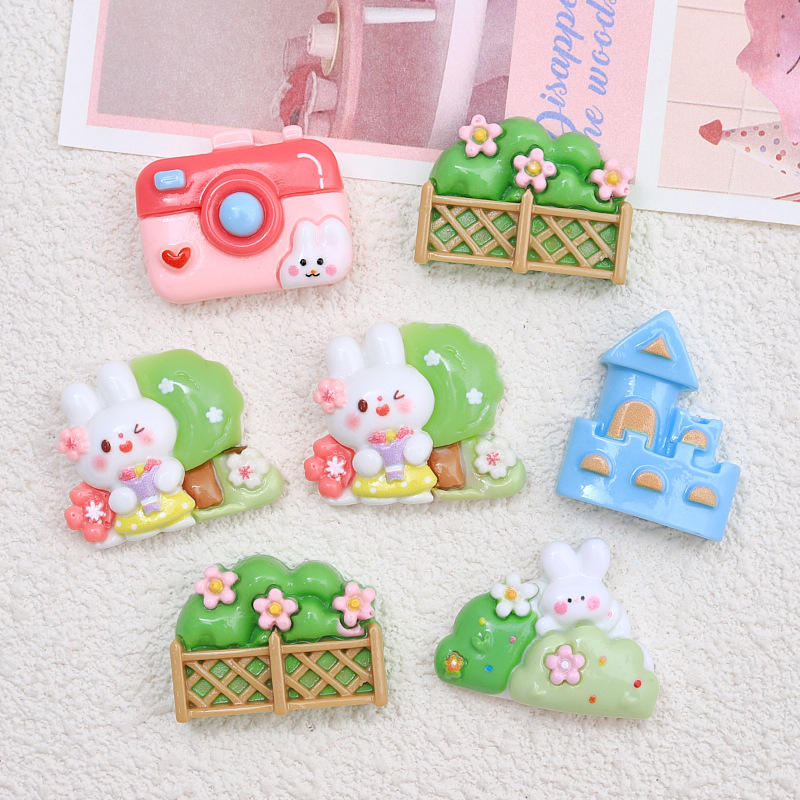 Cute Garden Rabbit Cartoon Cream Glue Accessories Creative Shoe Buckle Material Resin Accessories DIY Jewelry Hairpin Cute Garden Rabbit Cartoon Cream Glue Accessories Creative Shoe Buckle Material Resin Accessories DIY Jewelry Hairpin