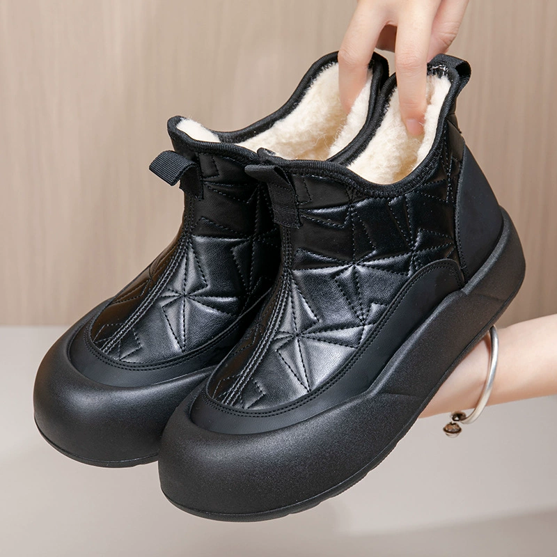 Зимние женские тапочки-сапожки из новой старой пекинской ткани 2025 года, плюшевые, без застежек, нескользящие, утолщенные, теплые, хлопковые.