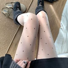 春夏新品包芯丝提花白丝袜纯欲风波点爱心超薄黑丝显瘦百搭打底袜