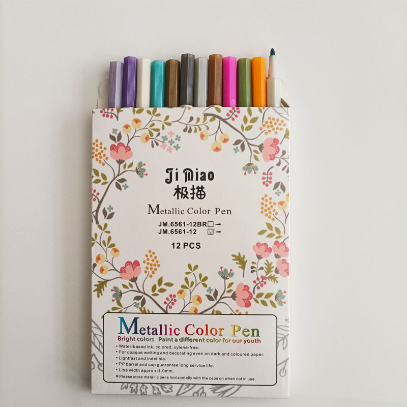 Pluma de metal 30 colores traje marcador a base de agua pluma suave cabeza de dibujos animados diario álbum acuarela pluma de graffiti de cartón negro pluma