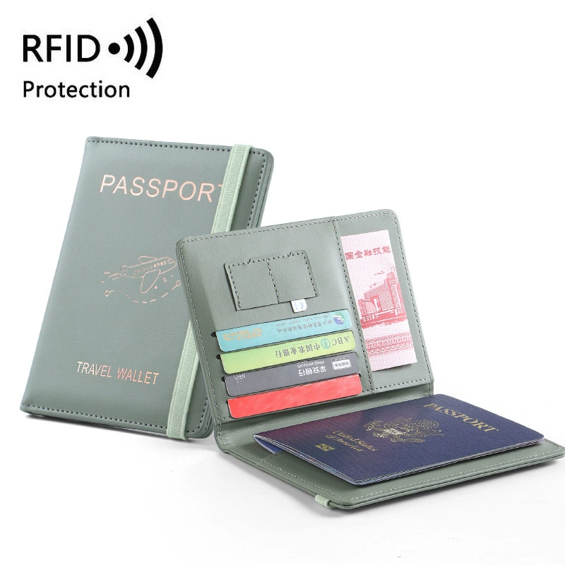 Обложка для паспорта из искусственной кожи PU, RFID дорожный кошелек, многофункциональный конверт для паспорта с отделениями для карт
