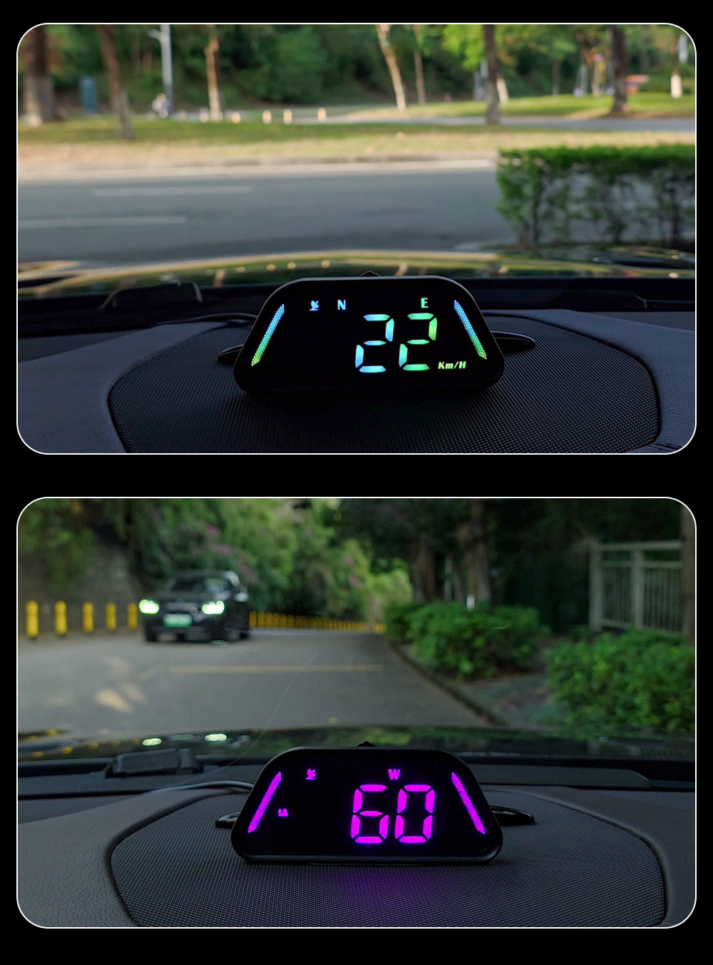 Car Hud Head-Up Display Universal for Cars with Beidou Gps, Altitude, Date, Speedometer, High-Definition Display, Colorful Display