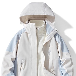 1818 Outdoor Couple Three-in-One Charge Clothes Men's and Women's Travel Mountaineering Suit Waterproof Windproof Water-Splashing Removable Tide