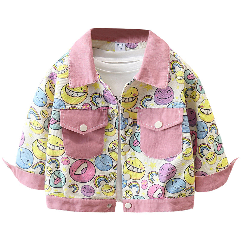 7742 chaqueta de primavera para niños 2025 nueva chaqueta sonriente para niños cool chico guapo primavera y otoño blusa callejera frita