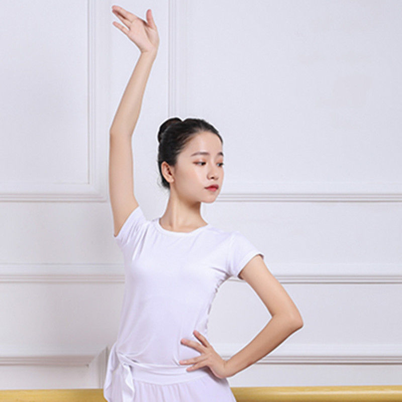 Primavera y verano ropa de danza de entrenamiento de mujeres camisas de mangas cortas forma de danza clásica pantalones de piernas largas fábrica de comercio al por mayor