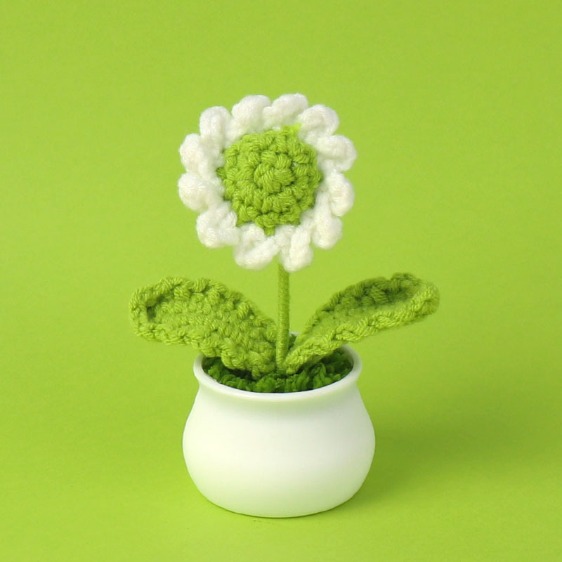 完成品クロスボーダーニットウールひまわり鉢植え造花研究デスクトップ装飾品卒業子供の日の小さなギフト|undefined
