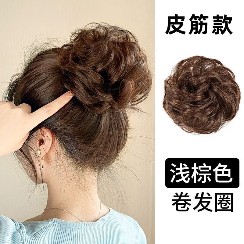 Peluca de cabeza femenina de bola esponjosa anillo de pelo natural flor corsé pelo perezoso updo artefacto Internet celebridad peluca bolsa tocado simulación