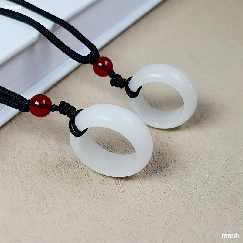 화이트 제이드 보디 링 목걸이 커플 수제 DIY 소재 가방 보시 루트 원래 씨앗 마무리 남녀 반지