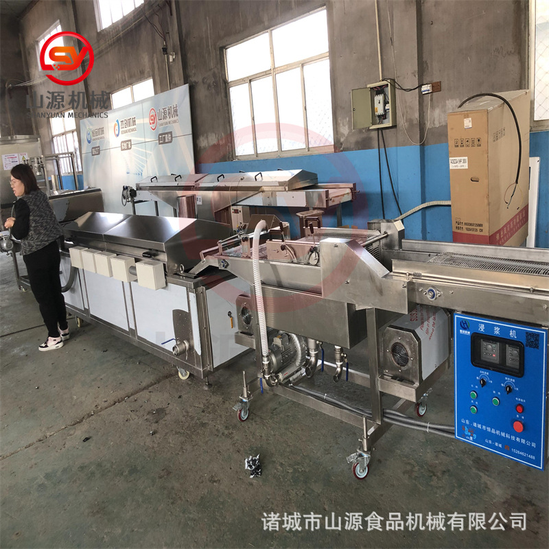 鱼排上浆上糠机 鸡排油炸机 肉排挂浆裹粉油炸生产线,