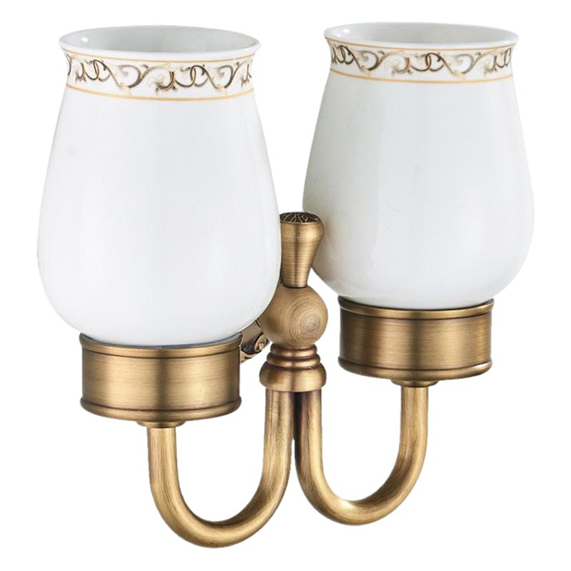 Bathroom manufacturers pendant bathroom antique brass toothbrush cup holder mouthwash Cup European double cup holder ceramic cup holder