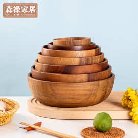 相思木沙拉碗ins木制大号汤碗家用拉面碗小孩防摔碗加厚
