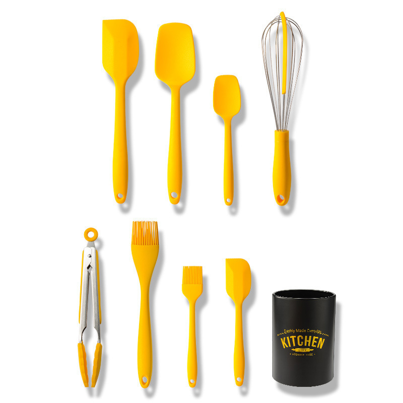 8 piezas de cepillo de aceite de horneado cuchara set pala pastel espátula batidor de huevos mini set de herramientas de cocina de cocina amarillo
