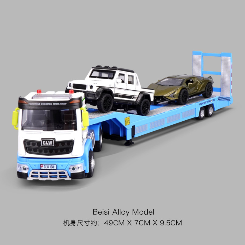 Gran remolque juguete niño camión de rescate en carretera grúa de transporte plana ingeniería de automóviles niños camiones grandes