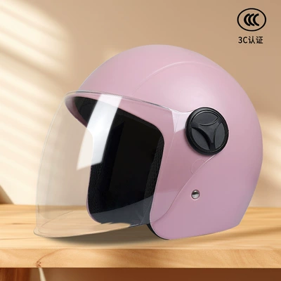 New National Standard 3C Certified Electric Vehicle Motorcycle Helmet for Women and Men, Warm Half Helmet, Battery Vehicle Safety Helmet, Protective (Motosiklet kaskı (dəbilqə)) - 3c-certification-pink-frosted-texture
