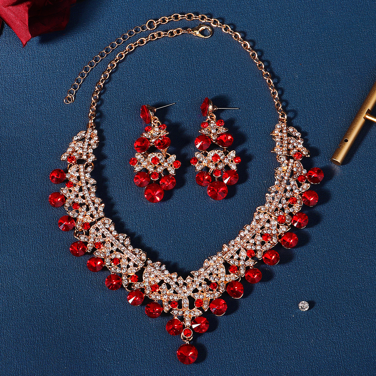 255g Weight Jewelry Set Classification Hair Accessories Earrings Necklace Quantity Wedding, Banquet, Formal Occasion Alloy Material wedding season Festival Solid Color Pattern Women's Gender Elegant, Glam, Romantic Style Elegant Glam Romantic Solid Color Alloy Wedding Season Women's Jewelry Set 5