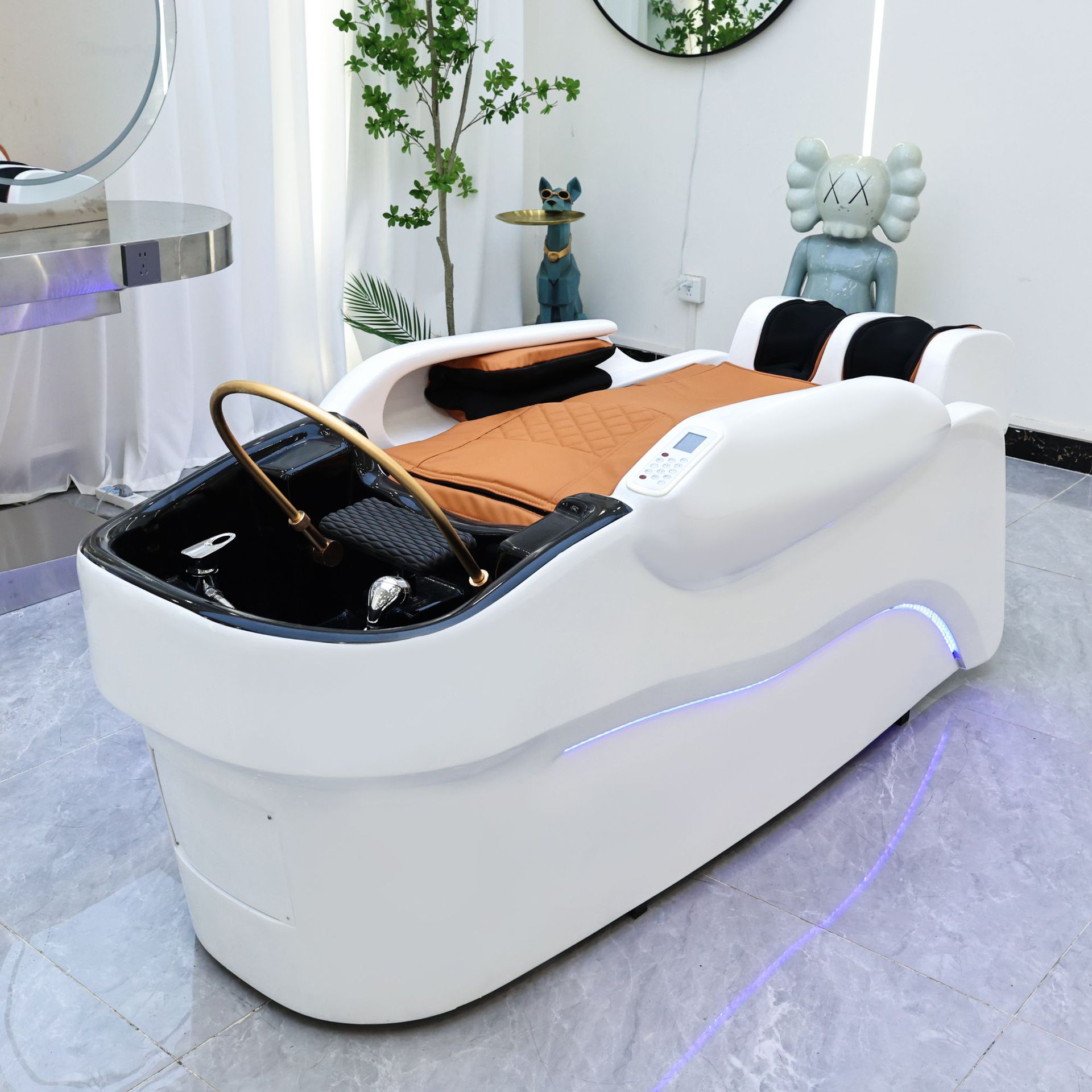 Cama de lavado de cabello de masaje eléctrico inteligente automática Bozhang, cama de lavado de cerámica especial para salón de peluquería y cama de fisioterapia image 2
