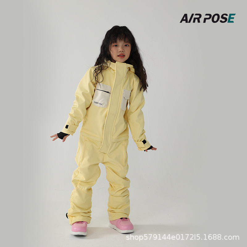 Airpose niños de una sola pieza traje de esquí niños y niñas tablero doble tablero impermeable cálido engrosado bebé traje de esquí